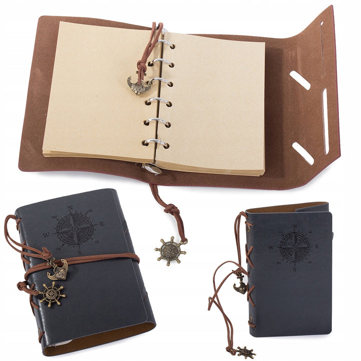 Agenda vintage, Zola®, stil retro, 70 foi, 15x10 cm,  din piele ecologica, bleumarin