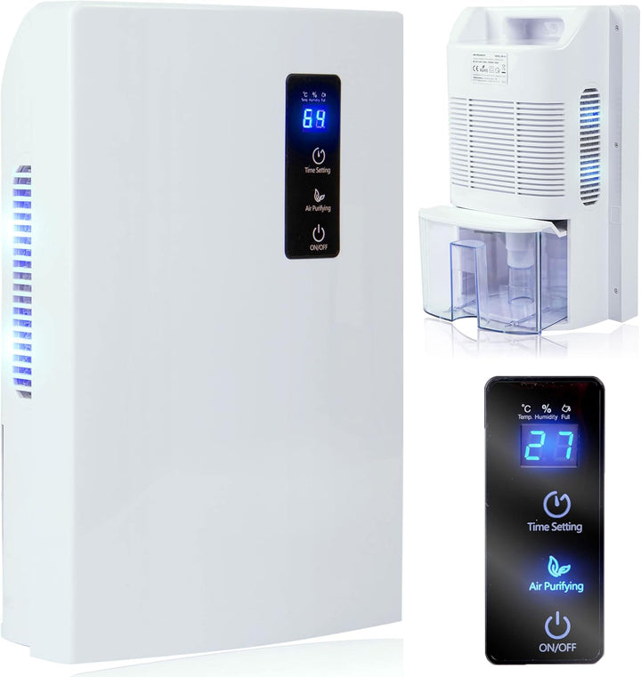 Dezumidificator si purificator camera, Zola®, purificarea aerului cu UV+TiO2, display LCD, cronometru: 24h,  700 ml /zi, 1800 ml, modul Peltier, indicator rezervor plin,  36.5x13.7x24.5 cm