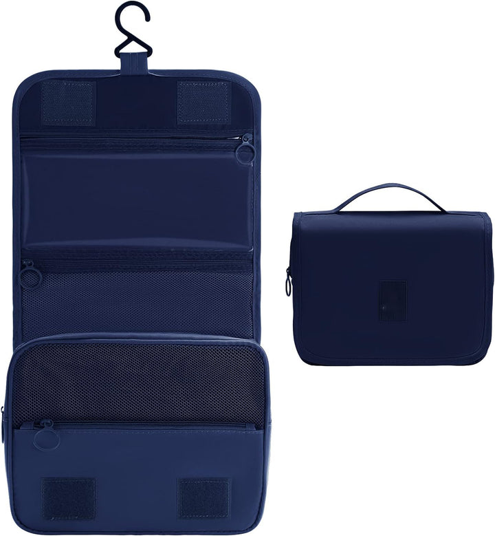 Organizator de baie pentru cosmetice, Zola®, fermoar, carlig pentru agatat, 47.5x24 cm, albastru