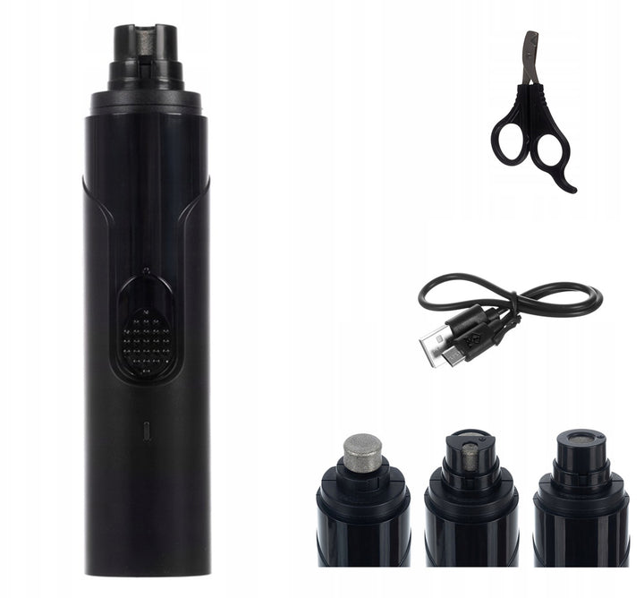Set ingrijire gheare animalelor de companie,  Zola®, forfecuta si pila electrica , 2 nivele de intensitate, incarcare USB, neagra