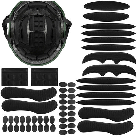 Set 54 insertii pentru casca bicicleta, Zola, diferite dimensiuni si forme, spuma EVA, fixare baza autoadeziva si velcro, negre