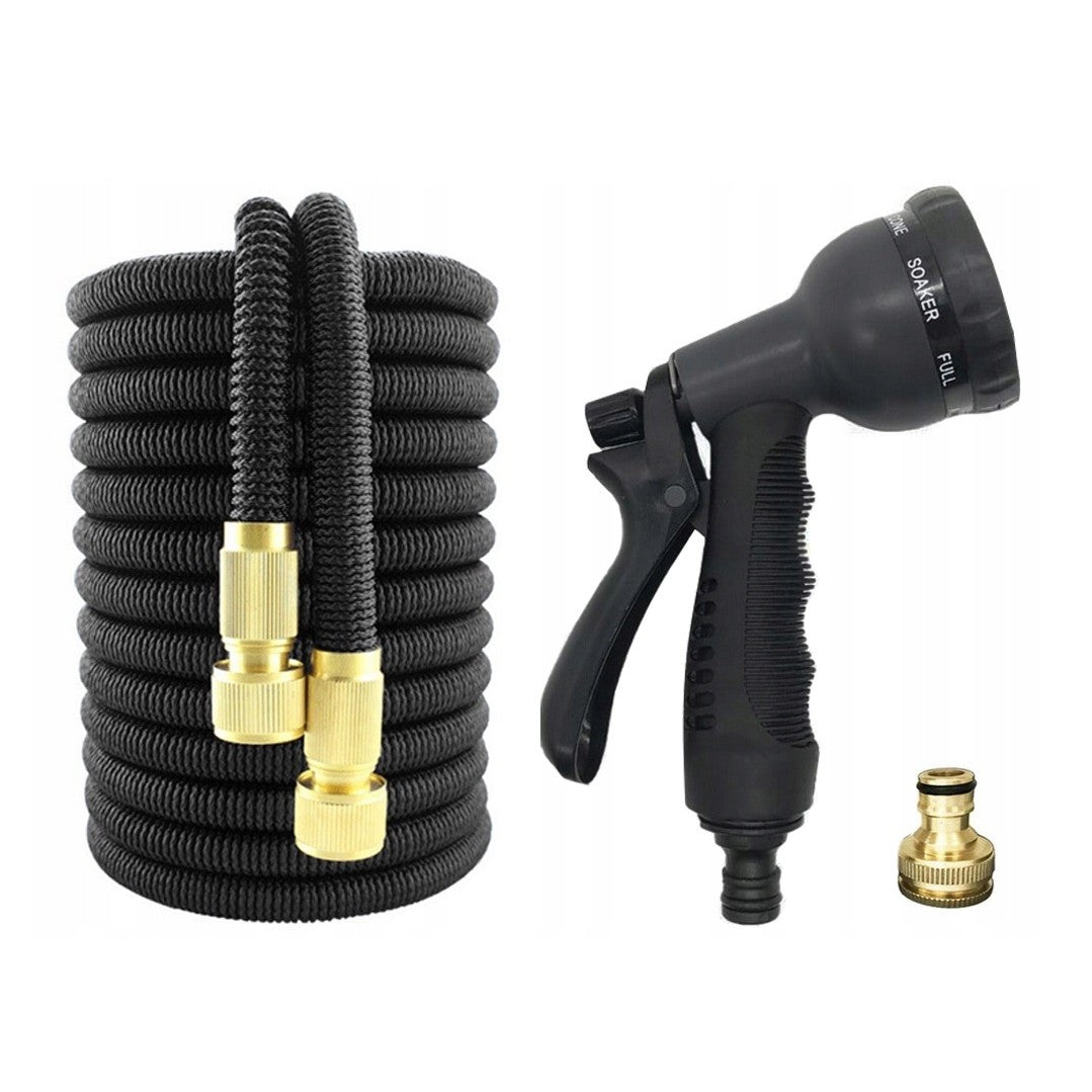 Furtun de gradina,  Zola®, flexibil si extensibil, cap de prindere, saculet de depozitare, 20-60 m, negru