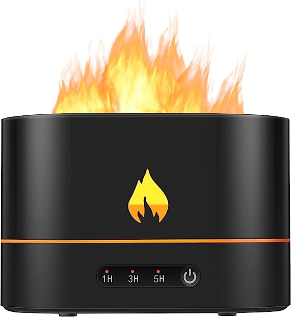 Umidificator de aer, Zola®, model semineu cu flacara ultrasonica, aromaterapie, USB, 250 ml, 17x8x10.8 cm, negru