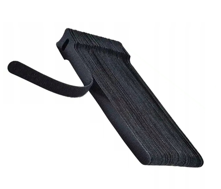 Set 50 de benzi velcro pentru organizarea cablurilor, Zola®, material rezistent, negre, 15x1.2x0.1 cm