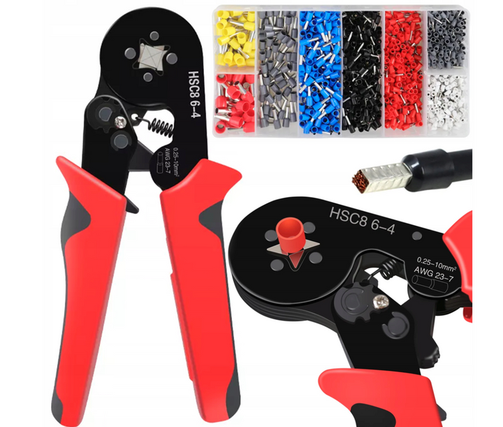 Set cleste sertizare, Zola, 1300  de bucati terminale conductori 0.25 - 10 mm2, maner ergonomic cauciucat