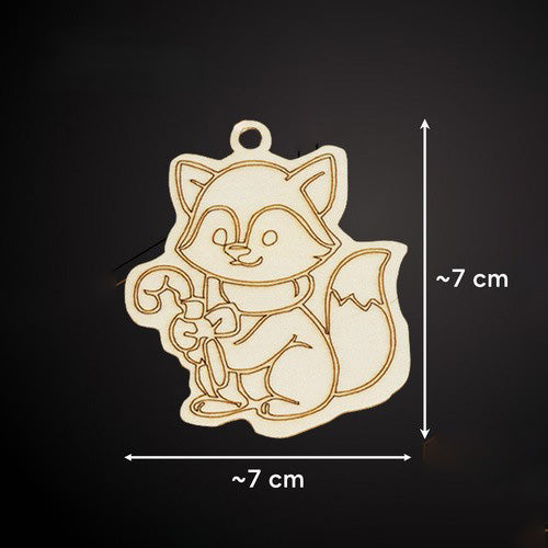 Set 24 globuri lemn pentru pictat, Zola, diferite modele, snururi incluse, 7 x 7 cm, bej