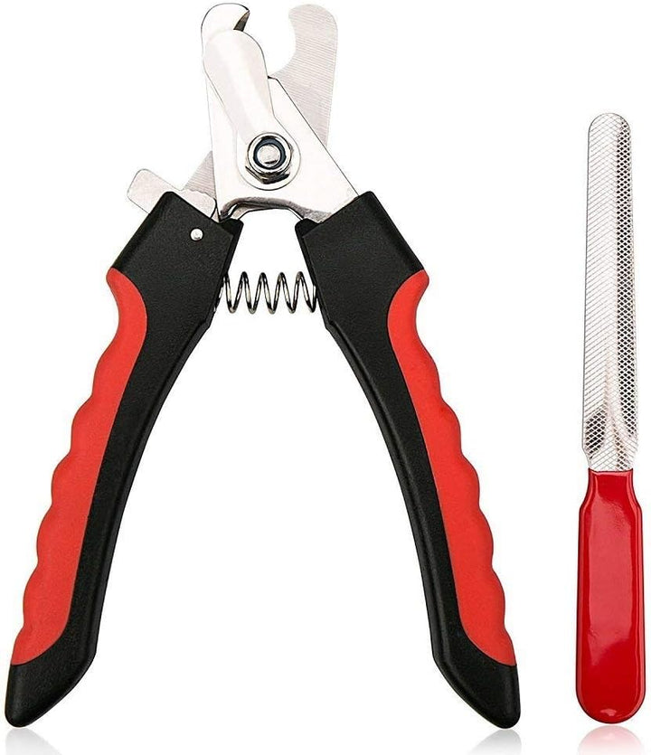 Cleste de unghii pentru pisici, Zola®, cu pila inclusa, maner antiderapant si ergonomic, 2 cm, negru/rosu