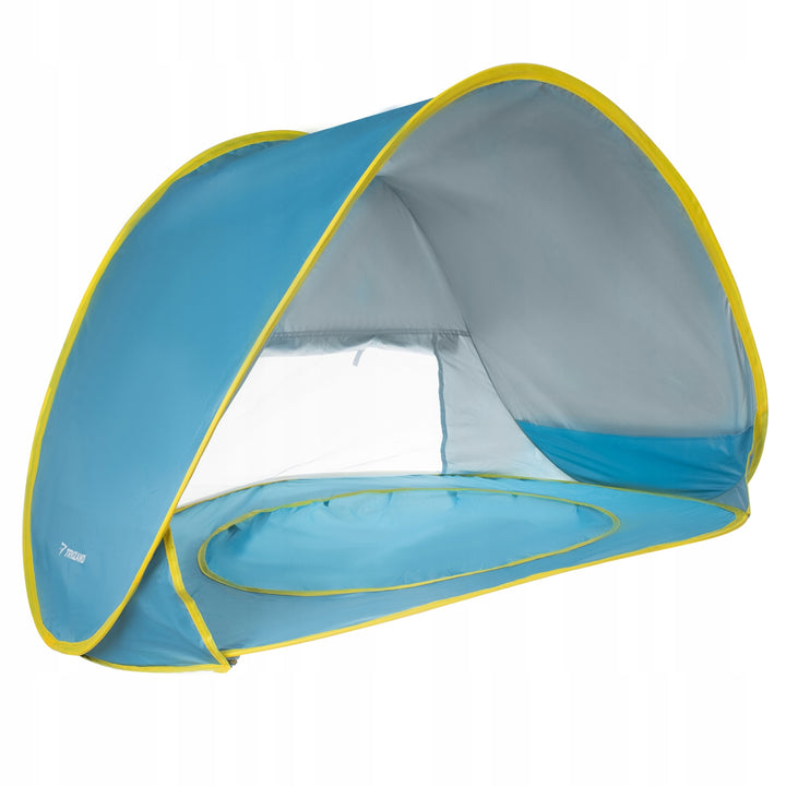 Cort de plaja 2 in 1, Zola®, cu piscina pentru copii, impermeabil,  material 190T poliester, 115x80x65 cm