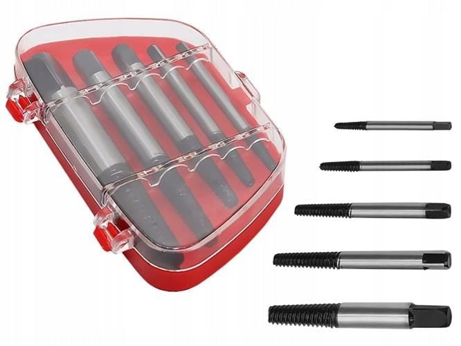 Set 5 burghie extractoare pentru suruburi rupte, Zola®, diferite dimensiuni , cutie depozitare