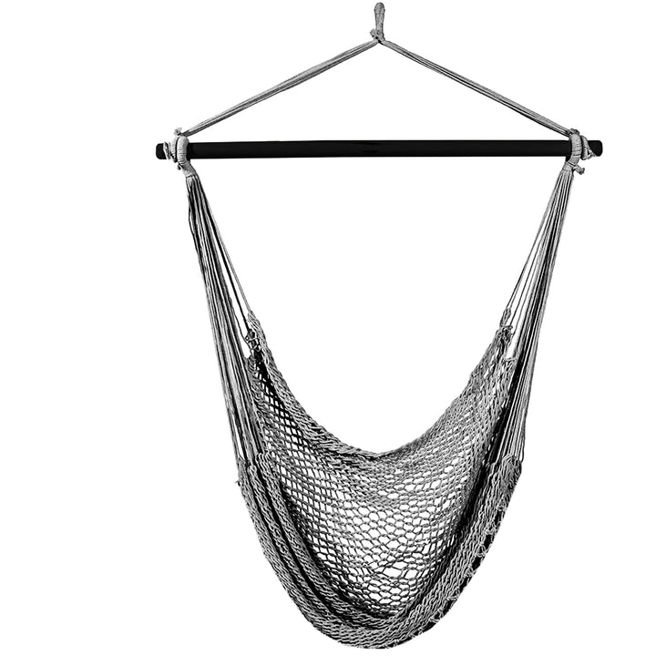 Hamac de gradina/ casa tip scaun, Zola®, bumbac, gri, greutate maxima suportata 150 kg