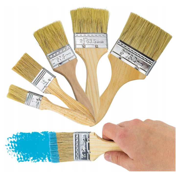 Set 5 pensule pentru vopsit, Zola®, cu maner din lemn, dimensiuni diferite
