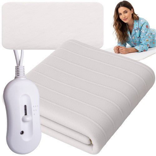 Patura electrica cu incalzire, Zola, 150 x 80 cm, 65 W,  3 niveluri incalzire, telecomanda, poliester, alb