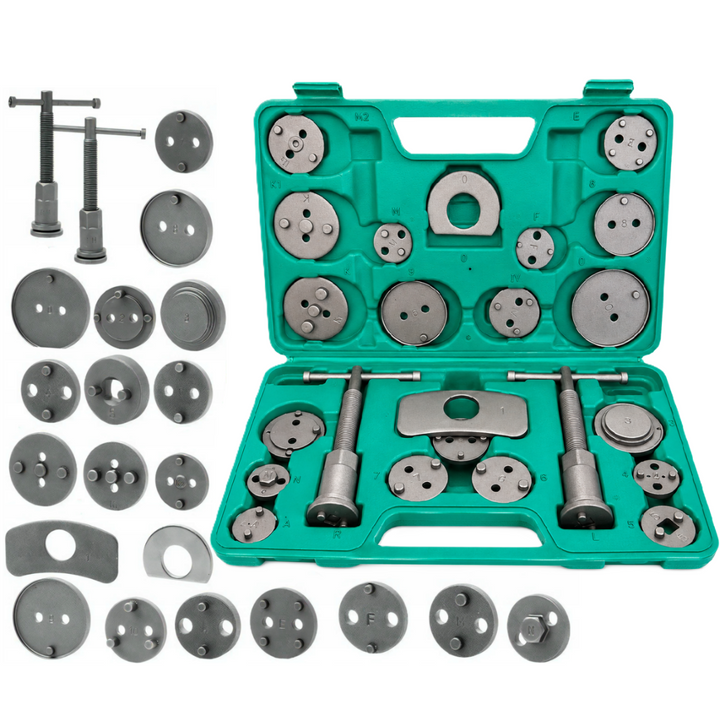 Kit presa pistoane frana, Zola, 23 de piese, adaptoare universale, pentru etrieri frana, otel, cutie depozitare