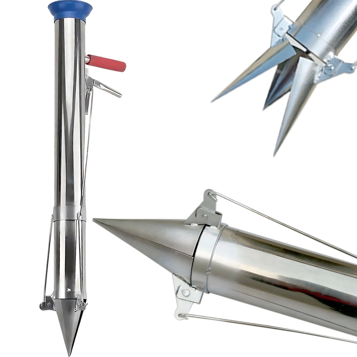 Instrument 2 in 1 plantare/transplantare bulbi si rasaduri, Zola, metalic, maner ergonomic, 7.2 x 87.2 cm, argintiu