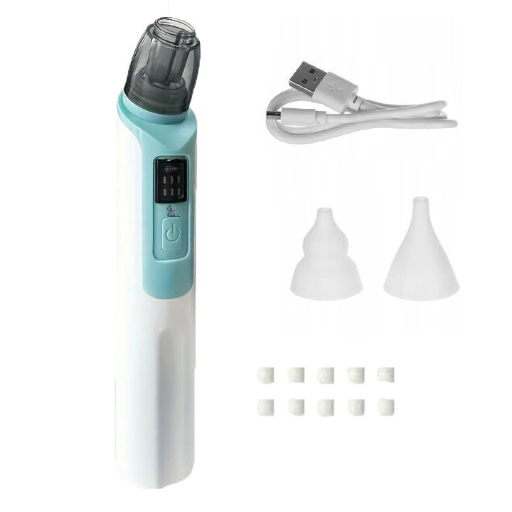 Aspirator nazal bebelusi, Zola®, electric, 6 viteze de intensitate, 2 capete diferite si 10 filtre, baterie 500 mAh, incarcare USB, albastru