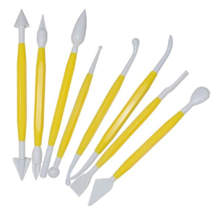 Set 8 piese pentru decorarea prajiturilor/torturilor, Zola®, modele diferite, din plastic, lungime14/16 cm, galbene