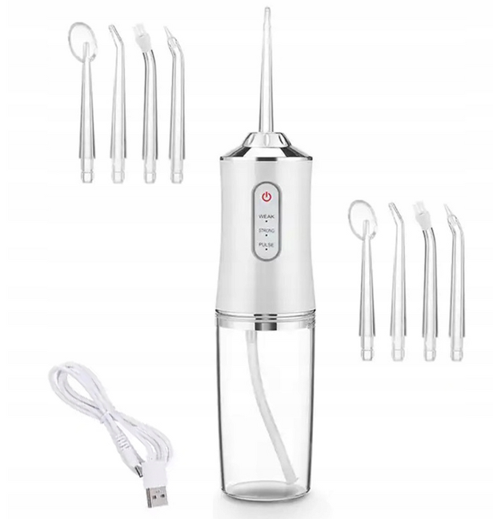 Dispozitiv electric de indepartare a tartrului dentar, Zola®, multifunctional, 8 capete diferite, rezervor 220 ml, 28x6 cm, alb