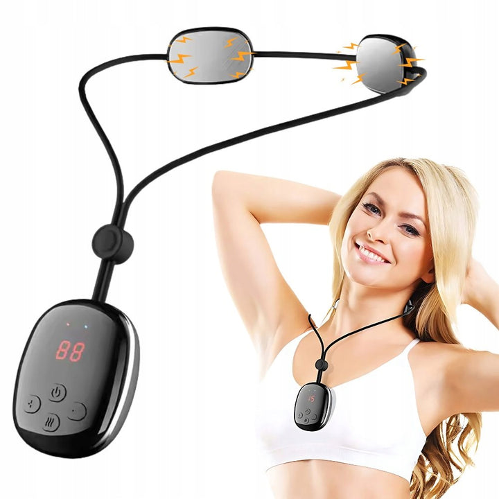 Aparat masaj cervical cu electrostimulare EMS, Zola, 15 niveluri intensitate, 5 moduri masaj, 4 trepte incalzire, incarcare USB, negru