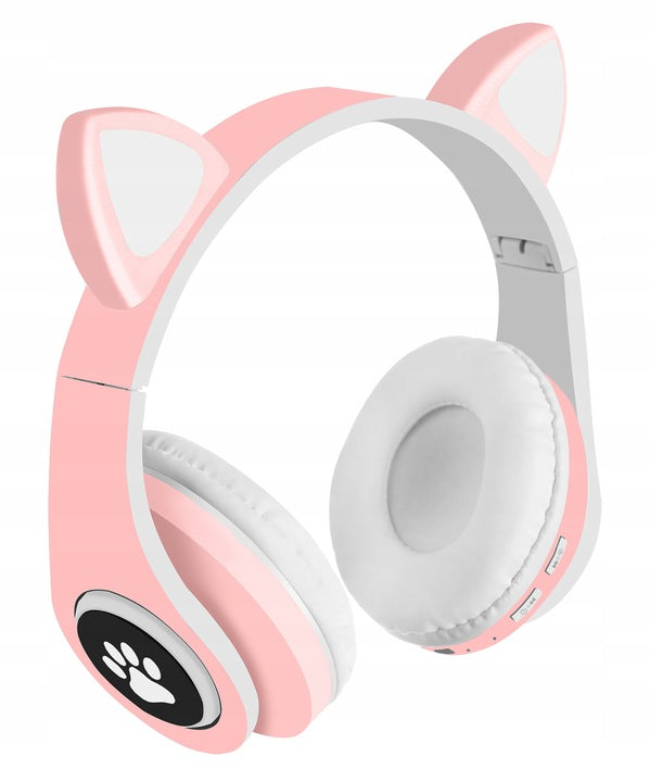 Casti audio Wireless, Zola®, model pisicuta cu urechi, pentru copii, roz
