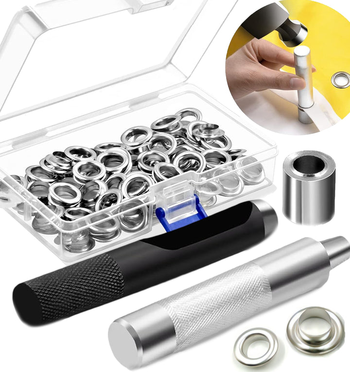 Kit 100 capse metalice cu perforator si dispozitiv fixare, Zola, diametru exterior 16 mm, interior 12 mm, inaltime 4.5 mm, otel galvanizat, cutie depozitare