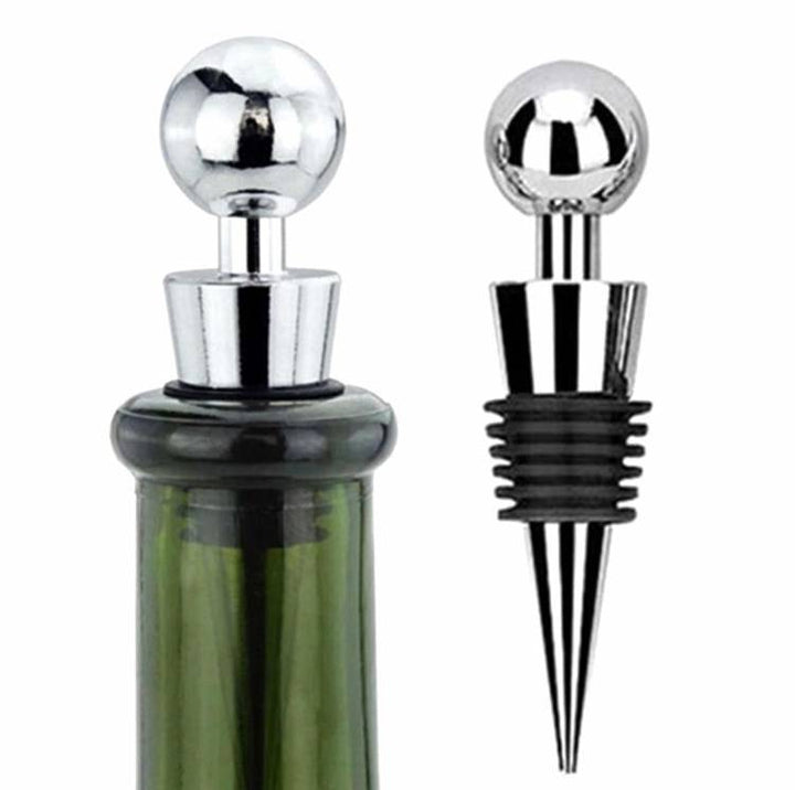 Set doua dopuri pentru sticla de vin, Zola®, plastic, lungime 9 cm, argintiu/negru