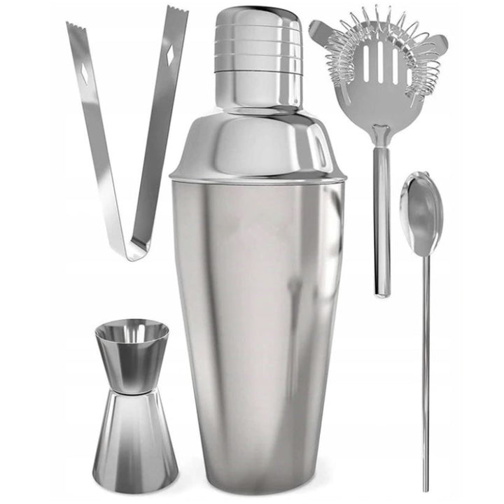 Set barman, Zola®, pentru prepararea bauturilor, cu 5 accesorii, argintii