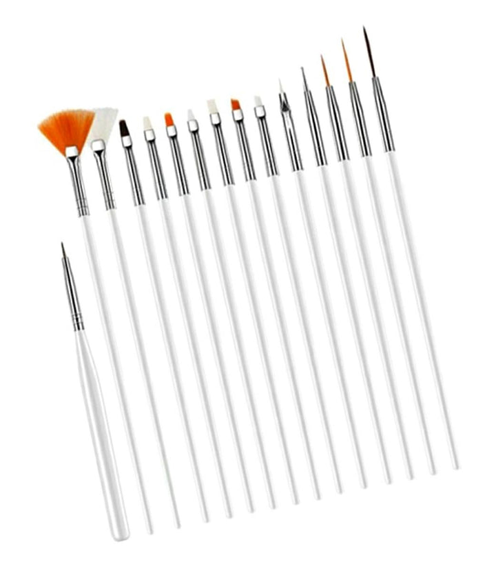 Set 15 pensule pentru manichiura si pedichiura, Zola®, din plastic cu perii moi, albe cu plic pentru protectie