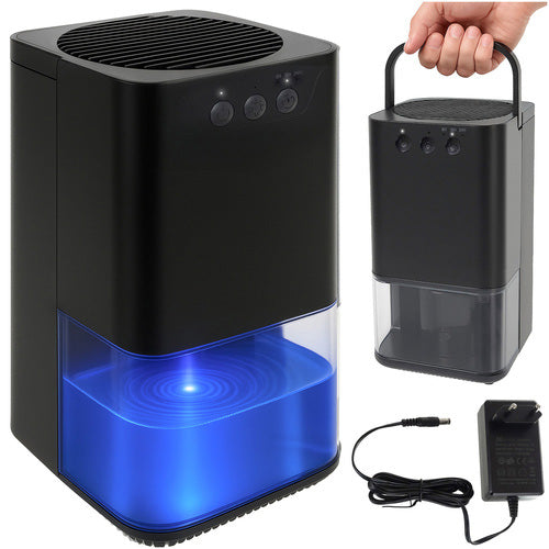 Dezumidificator aer cu Led RBG,  Zola,  36 W, tehnologie Peltier, temporizator 8/12/16h, rezervor 1400 ml, 17 x 17 x 31.5 cm, negru