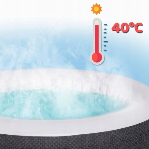 Jacuzzi gonflabil Spa, cu hidromasaj, Bestway 6001C Lay-Z-Spa Miami, sistem de comanda cu display digital, exterior / interior, 4 persoane, albastru inchis, 180 x 66 cm