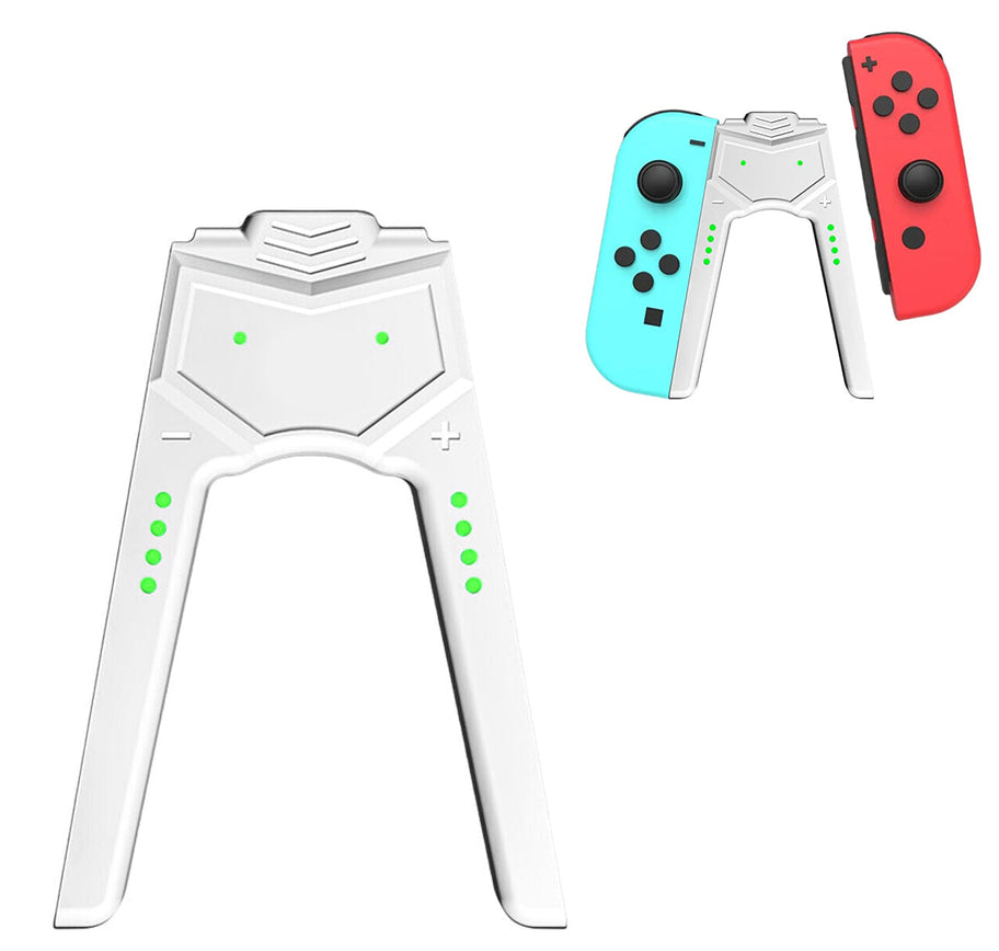 Suport de incarcare pentru consola Nintendo Switch, Zola, compatibila cu modelele v1/v2/OLED, indicator LED, conector USB-C, cablu 100 cm, 105 x 75 mm, alb