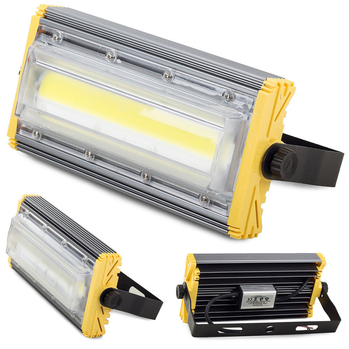 Proiector cu LED,  Zola®,  COB 50 W, sticla de protectie, 5000LM, alimentare AC 86-265V, gri/galben, 22x11x6 cm
