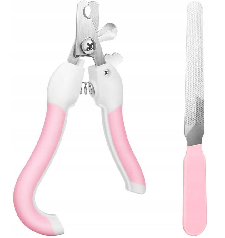 Cleste de unghii pentru pisici, Zola®, cu pila inclusa, maner antiderapant si ergonomic, 14x1.5, roz