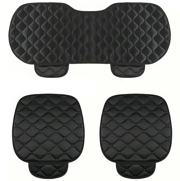 Set 3 huse protectie scaun auto fata si bancheta spate, Zola®, confortabile, cu buzunare, poliester, 49x50 cm / 49x128cm, negre