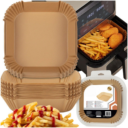 Set 100 bucati hartie de copt Ayr Fryer, Zola, 16 x 16 cm, antiderapanta, forma practica, maro