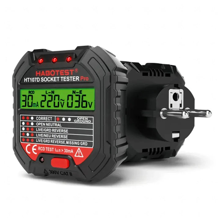 Tester de tensiune RCD pentru priza, Zola, afisaj LED, >30 mA, 48-250V / 45-65 Hz, ABS ignifug, negru