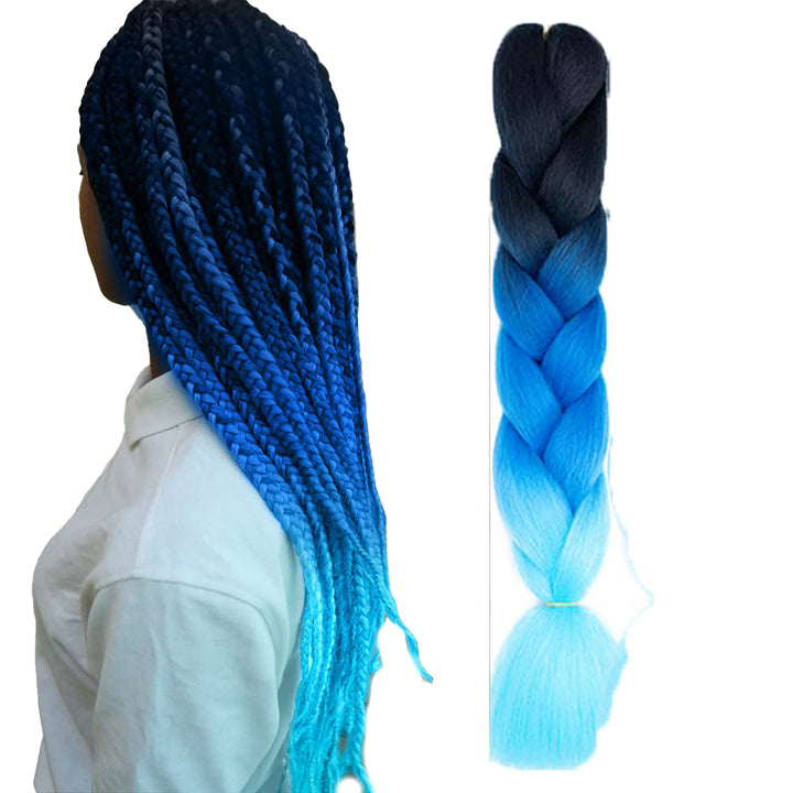 Extensie de par sintetic pentru impletituri, Zola®, ombre albastru, 60 cm
