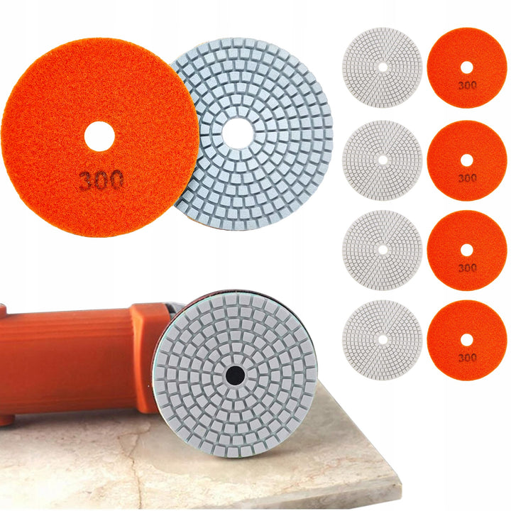 Set 10 discuri diamantate pentru lustruit si slefuit, Zola, diametru 80 mm, granulatie 300,  prindere velcro, pentru gresie, piatra, ceramica, marmura, tigla, teracota, folosire uscata si umeda, portocaliu