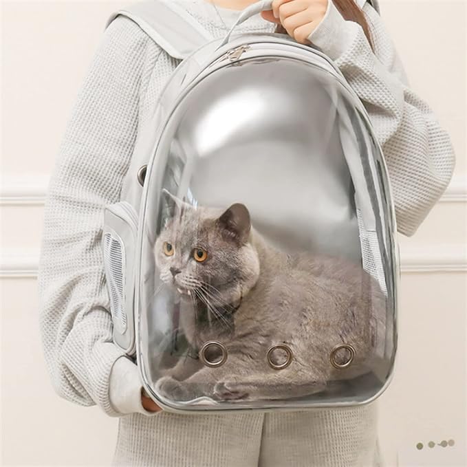 Rucsac pentru transportul animale, Zola®, cu fereastra frontala mare, multe deschideri de ventilatie, ideal pentru pisici, greutate maxima suportata 7 kg, 40x30x25 cm, gri