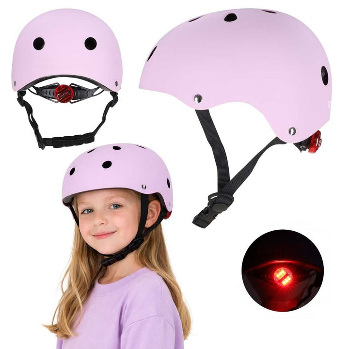 Casca protectie bicicleta copii, Zola, marimea M 55-58 cm, lumina LED 3 moduri, reglare rotita, ventilatie, usoara, roz