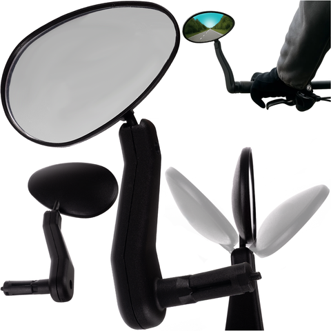 Oglinda retrovizoare stanga pentru bicicleta, Zola, montare pe maner, reglare unghi rotatie si inclinare, acril, 19 x 7 cm, neagra