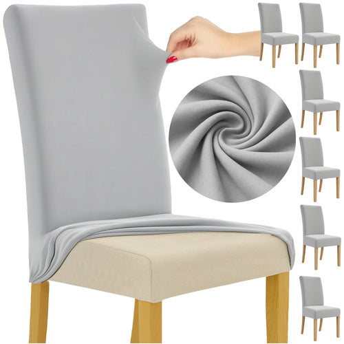 Set 6 huse pentru scaune, Zola, 65 x 40 x 35 cm, benzi elastice,universale, gri deschis