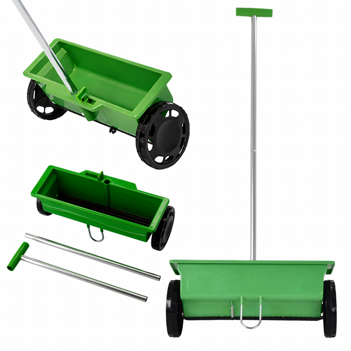 Semanatoare manuala seminte si ingrasamant, Zola, 6 L, 5 trepte reglare dozaj, 45 x 15 x 100 cm, plastic, verde