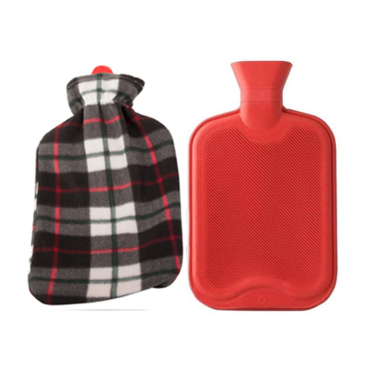 Perna pentru apa calda, Zola, capacitate 1.7l, din cauciuc, cu husa pufoasa, negru/gri/alb si dungi verzi