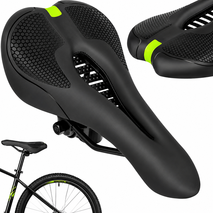 Sa bicicleta confort, Zola, amortizare vibratii, spuma moale, orificiu ventilatie, suport universal, 28 x 14 cm, negru/verde