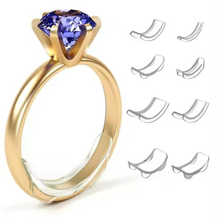 Set 8 accesorii pentru ajustarea inelului/verighetei, Zola,  din silicon, dimensiuni de la 2-9.5 mm, transparent