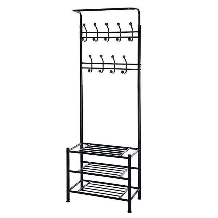 Cuier haine cu suport pantofi, Zola®, 3 etaje, 192x29x65 cm, negru