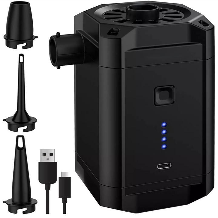 Pompa electrica pentru umflat, Zola, reincarcabila USB-C, 5000 mAh, 3 duze incluse, functie umflare si vidare, pentru saltele si piscine