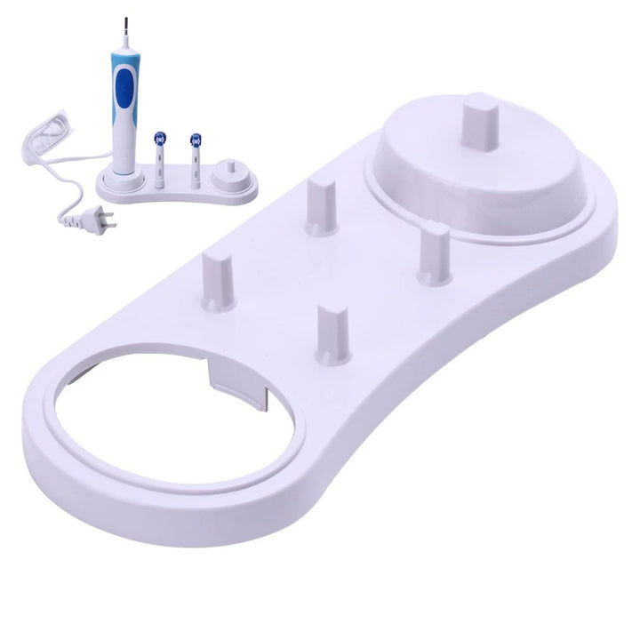 Suport pentru periute de dinti electrice si 4 capete, Zola, alb din plastic, 19x8x4 cm