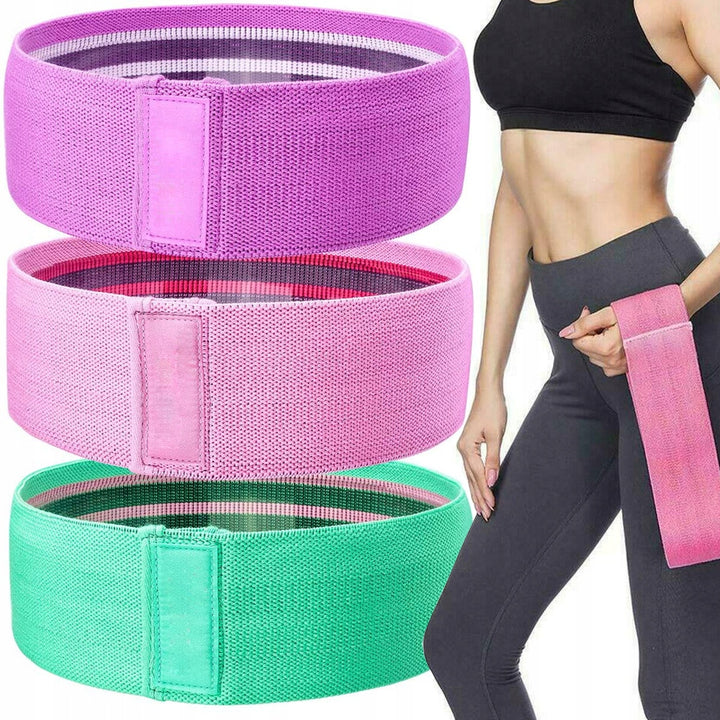 Set 3 benzi elastice din material, Zola, 3 niveluri de rezistenta, 10-15-20 kg, flexibil si durabill, 30x8 cm, multicolor