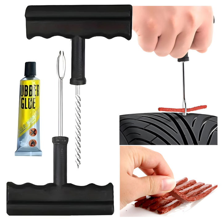 Kit vulcanizare auto la rece, Zola, depanare cu snur, 25 snururi, adeziv cauciuc, reparare anvelope